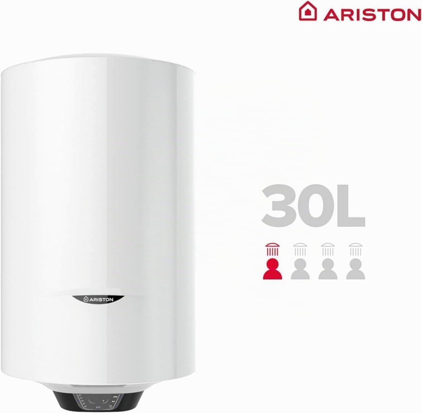 Ariston Pro1 Eco Slim - Scaldabagno elettrico 30 litri a basso consumo verticale, scaldabagno elettrico con funzione ECO 37,3 x 35,3 x 63,1 cm, prodotto per installazione in Spagna, efficienza a gamma