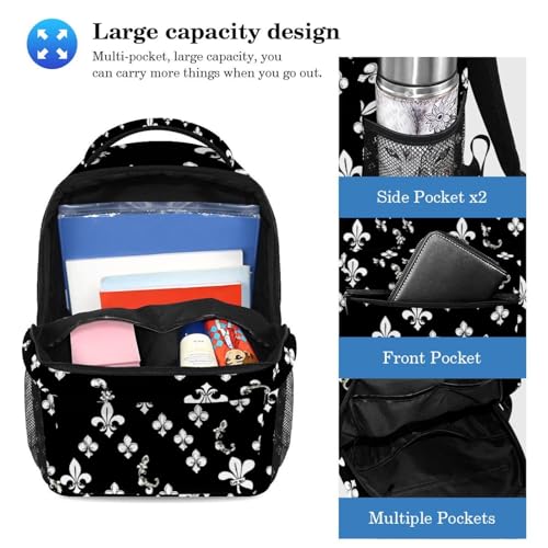 Ensemble cartable fleur de lis blanche aux finitions soignées pour étudiants