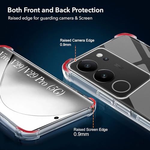 Image of Jkobi Shockproof Crystal-Clear Back Cover for Vivo V29 | Vivo V29 Pro 5G (Anti Yellow Case | Drop & Camera Protection | Hard Polycarbonate)