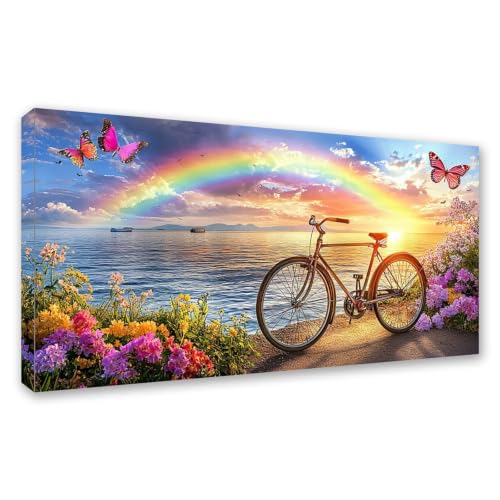 Diamond Painting Carré Arc-en-ciel 120x60cm avec Kit Complet de Broderie Strass Paysage DIY