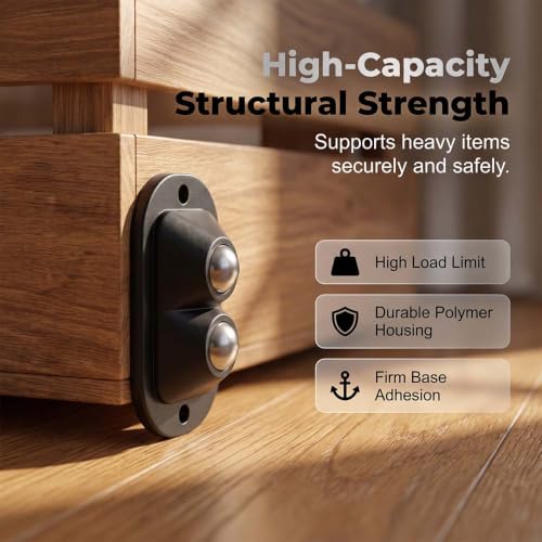 Image of Self Adhesive Mini Caster Wheels, Peel And Stick Small Rolling Wheels, Compact Swivel Casters for Storage Bins, Cabinets, Drawers, Organizers and Household Containers (White Single Ball- 4PCS)