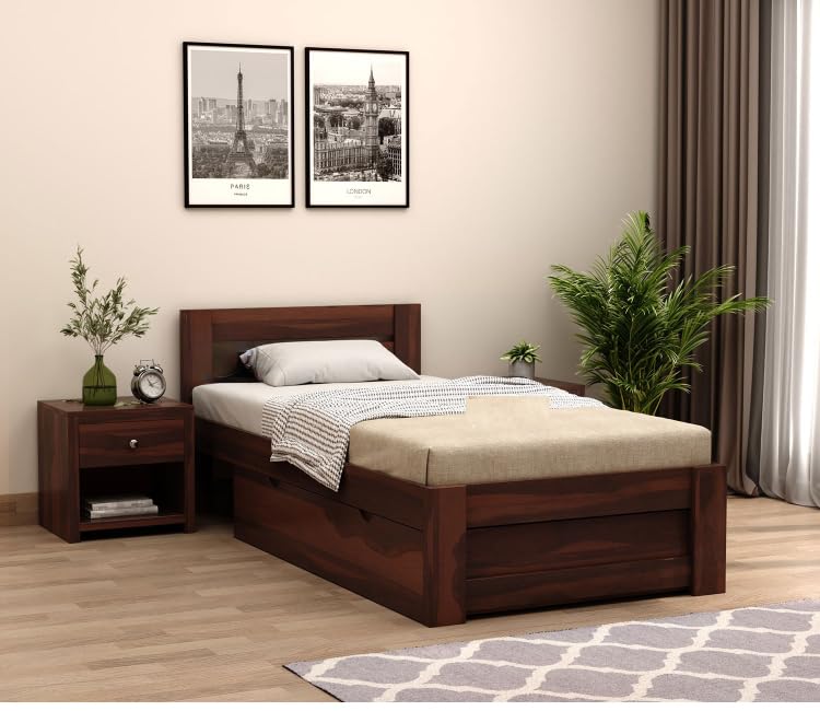 Ferrovilla Donzon Dark Single Sheesham Wood DayBed with Drawer Storage with 2 Years Warranty-image-36