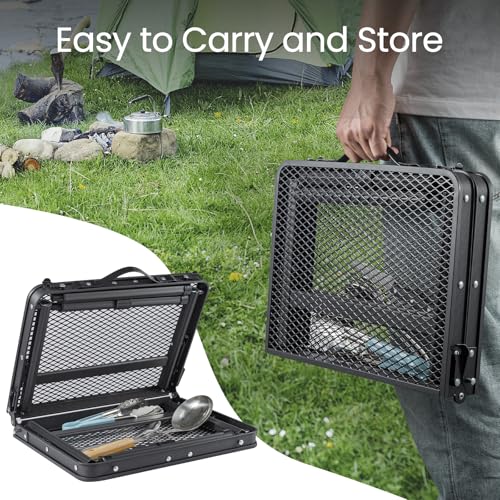 Toemics Camping Table Small Folding Table Picnic Outdoor Garden Table with Handle, Rust-Proof Mesh Tabletop, Anti-Slip Pads, Adjustable Height and Lightweight for BBQ, Fishing, RV - Image 3