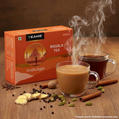 Image of TE-A-ME Indulge Masala Tea, 100 Bags (Pack of 2) | Masala Chai | Black Tea Bags 200 pieces