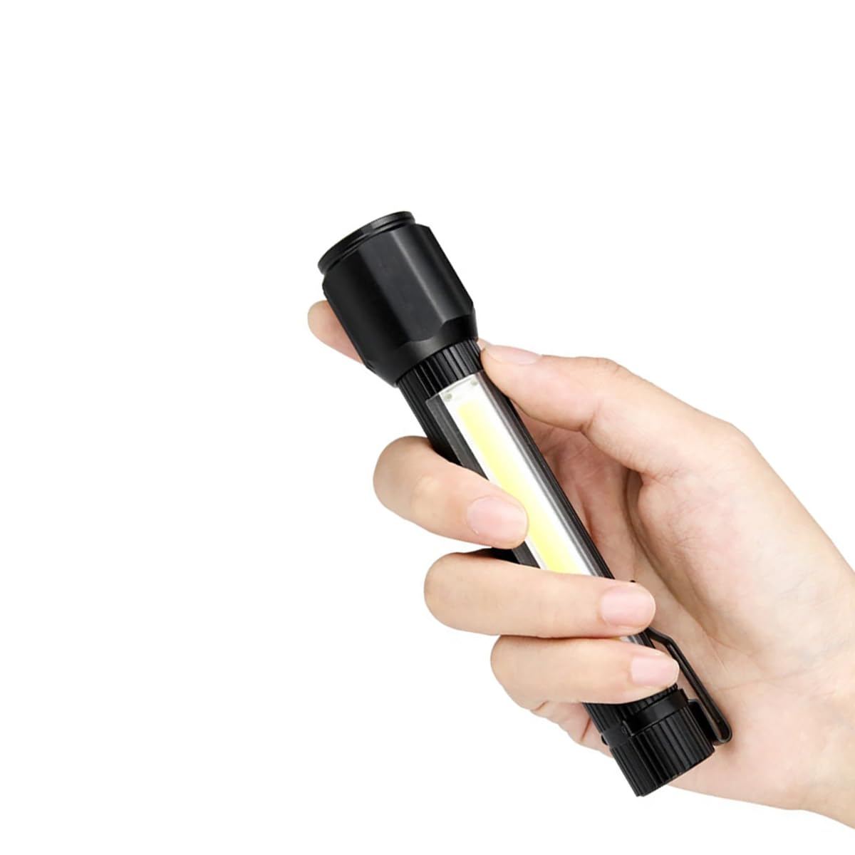 Acheter Mini lampe de poche LED Rechargeable COB + XPE, torche Portable, lanterne de Camping, mise au point Zoomable, avec Clip pour stylo