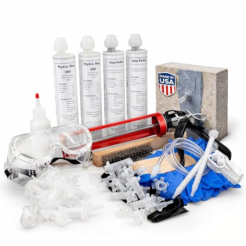 10′ Fast Set Concrete Foundation Crack Repair Kit-Hydra Stop 300 Injection System, Polyurethane...