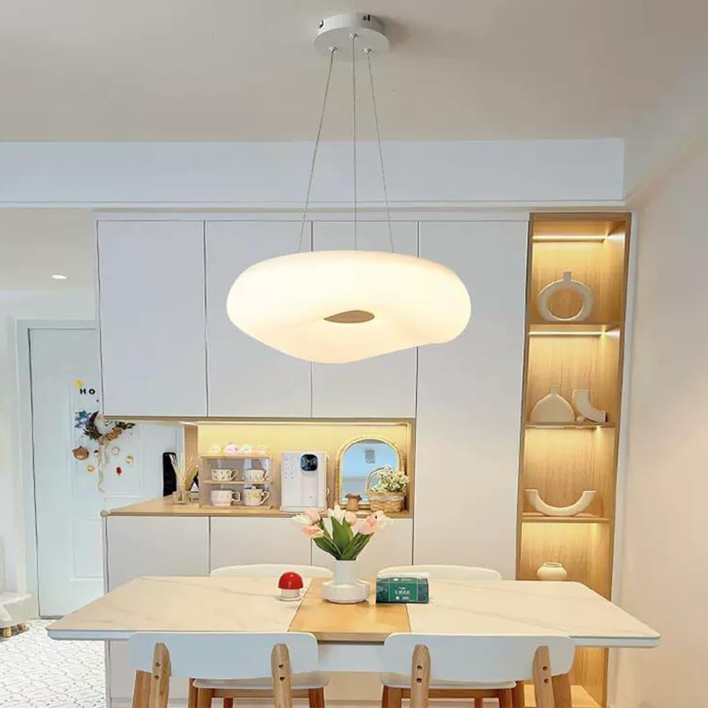 Lustre LED citrouille crème dimmable pour design salon moderne