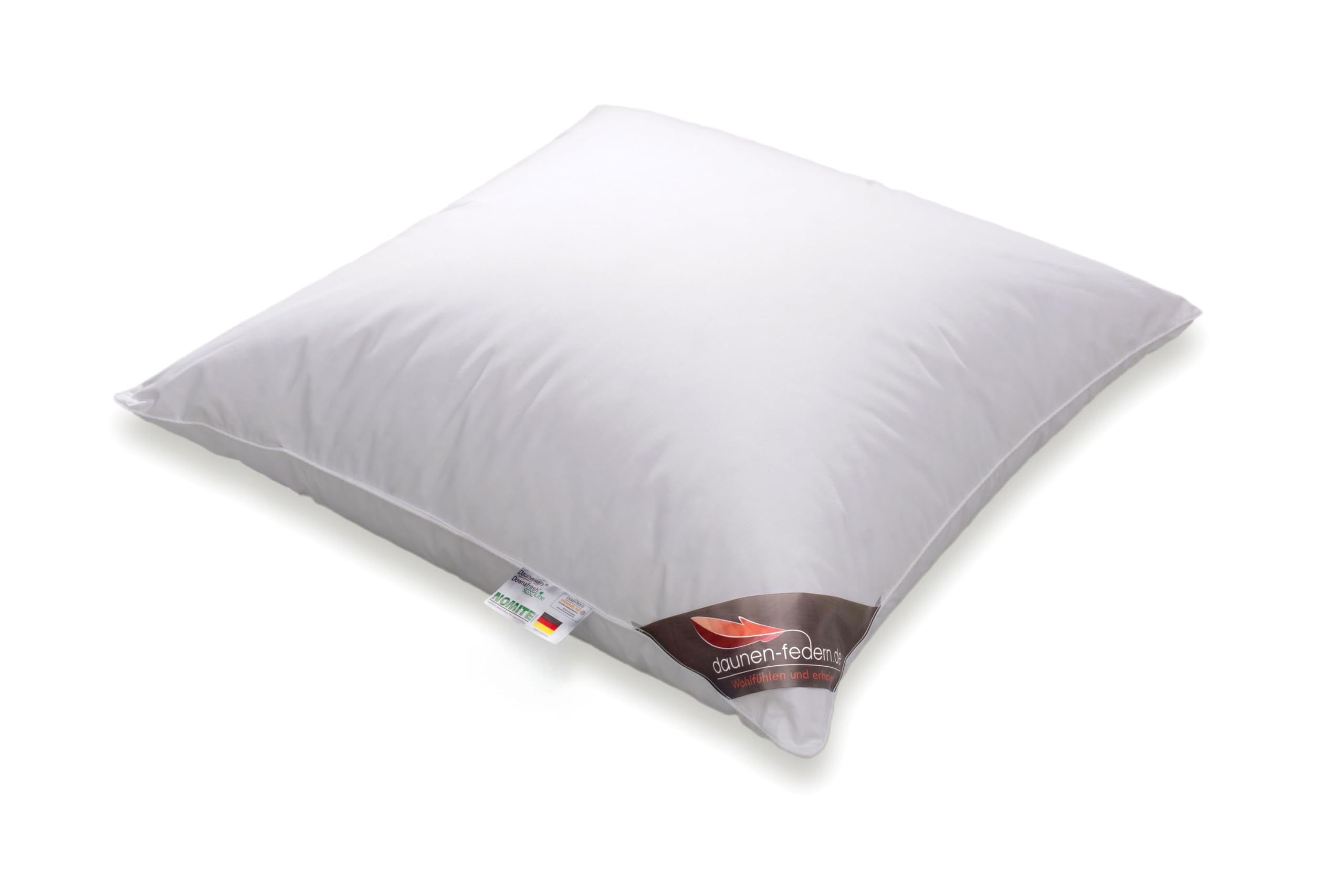 100% Daunenkissen 80x80 - PREMIUM Gänsedaunen LUXUS Kopfkissen für Anspruchsvolle! 100% Daunen & 100% feine Baumwolle - atmungsaktiv - Made in Germany (80 x 80 cm / 600g Füllung)