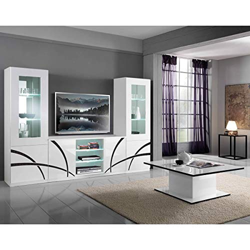 AltoBuy Alyssa - Ensemble Salon Laqué Brillant Blanc