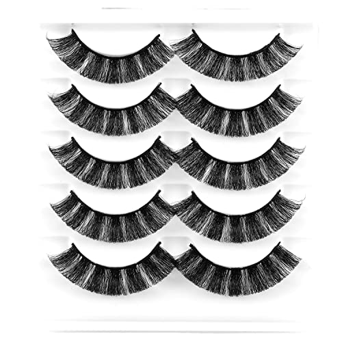 Lot de 5 paires de faux cils russes en forme de D Curl - Mega Lift & Fluffy - Bandes d'extension de cils réutilisables en plumes naturelles douces 15 mm Cover