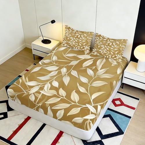 Drap-housse feuillage 3D doux en microfibre premium 90x200 - 5