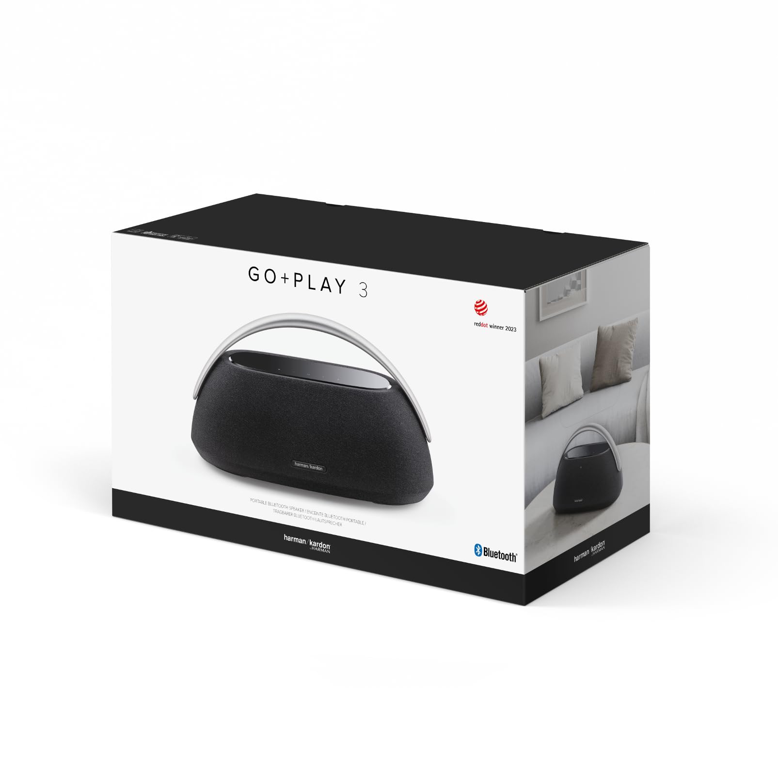 Harman Kardon Go + Play 3, Altoparlante Bluetooth Wireless Portatile, con Suono Stereo, Design Elegante, Doppio Microfono Integrato, Porta di Ricarica USB, Autonomia fino a 8 ore, Nero
