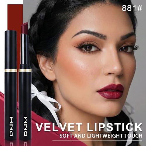Image of evpct Rich Rose Velvet Matte Lipstick, High Pigmented Slim Lipstick Long Lasting Waterproof for Women Gift, Velvet Silky Lip Stick Stain Color Makeup Blendable 24 Hours Original Makeup Labiales, 881#