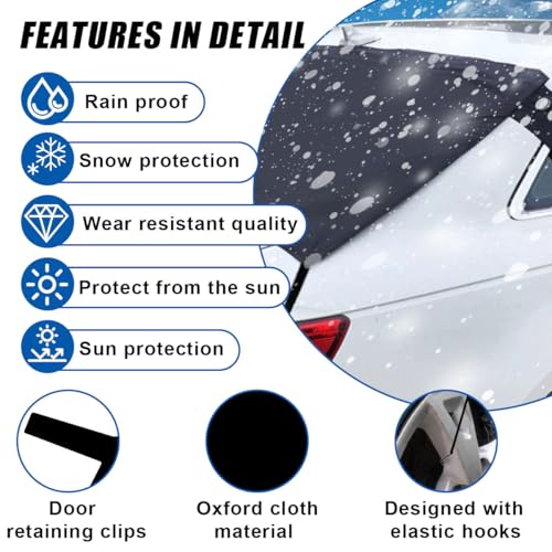 Image of Car Rear Windshield Snow Cover, 57x35 Inch Anti Ice Frost Rear Windshield Protector, Windproof Oxford Back Window Cover, Winter Car Accessories for Cars, Trucks, SUVs, Lorries