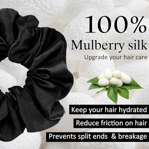 Image of Chuangdi 6 Pieces Big Satin Scrunchies for Women, Jumbo Silk Scrunchies Thick Elastic Jumbo Hair Tie Galentine Valentine's Day Gifts(Black)