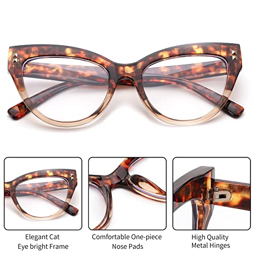 Image of FEISEDY Women Oversized Blue Light Blocking Computer Glasses Fake Nerd Cat Eye Glasses Frame Anti Eyestrain B2323