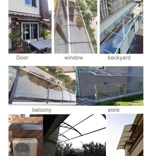 Auvent de porte en polycarbonate haut de gamme et structure marron durable - 8