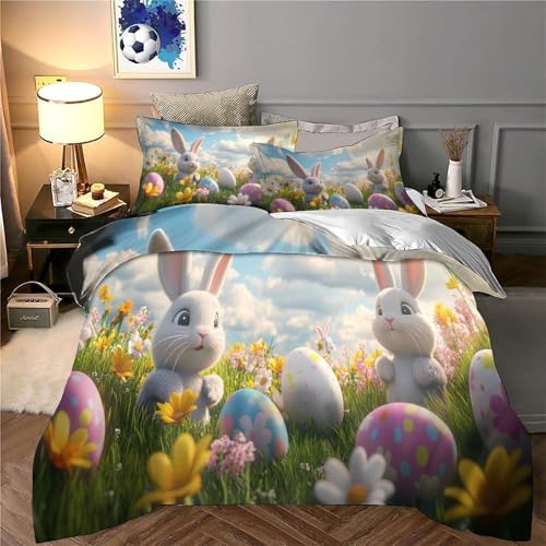 Drap de couette lapins de Pâques 260x220 entretien facile 3 pièces