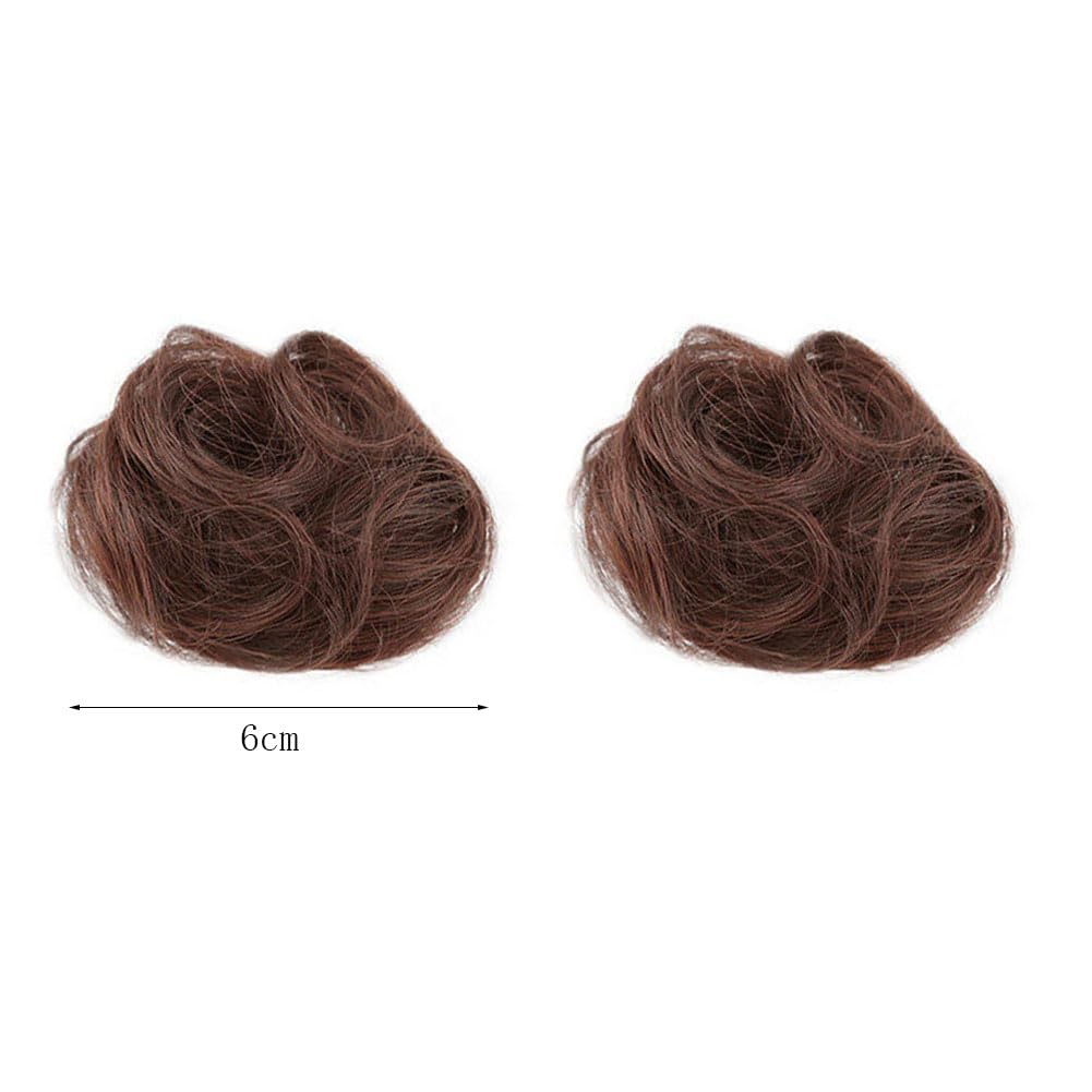 2PCS Mini Claw Clip in Hair Bun Messy Cat Ears Hair Bun Extension Synthetic Hair Chignon Donut Wig Accessory Updo Space Bun Hair Pieces for Women Girls (Light Brown) - Image 2