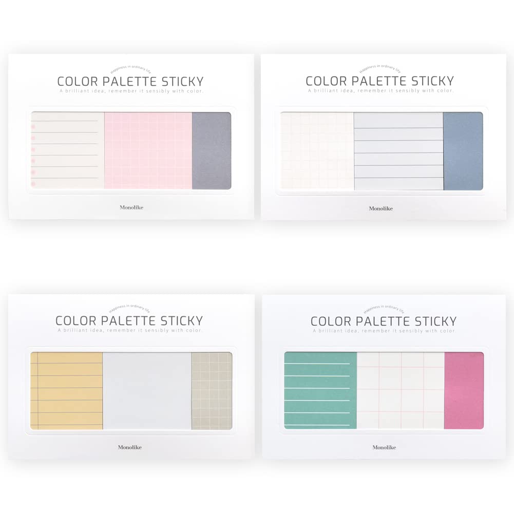 Monolike Color Palette Sticky Plan 30p A Set 4P - Self-Adhesive Memo Pad 30 Sheets