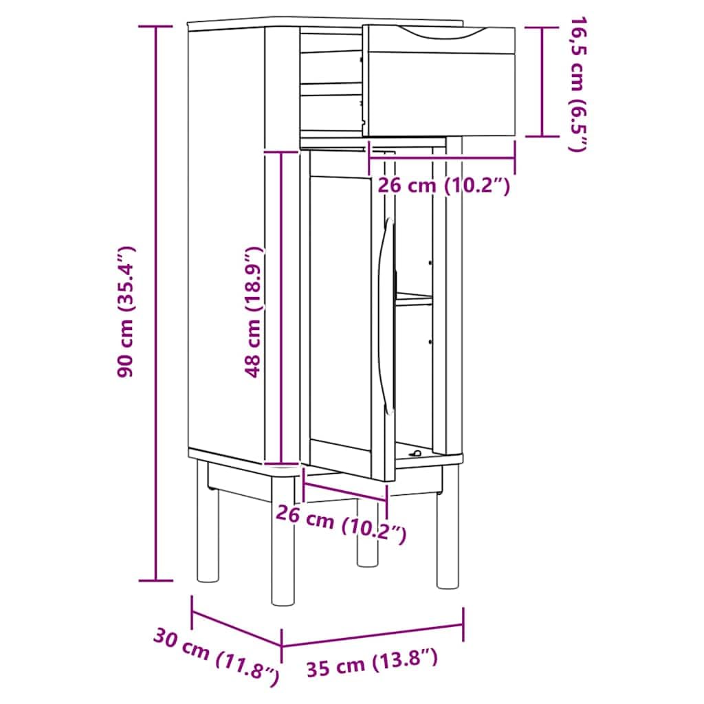 vidaXL Armoire de Salle de Bain avec Porte Floro Blanc 35 x 30 x 90 cm