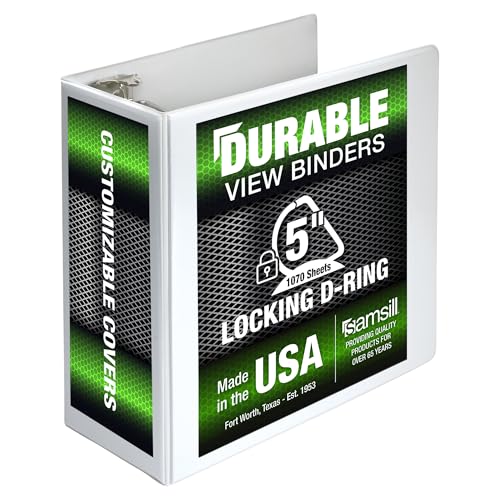 Samsill Durable 5 inch 3 Ring Binder, Made in USA, Locking D...