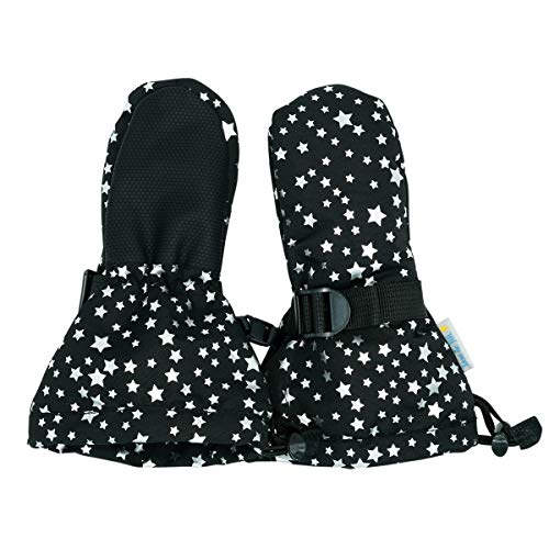 JAN & JUL Waterproof Baby Mittens for Winter and Snow (Black Star, XS: 0-2Y)