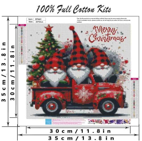Image of Christmas Cross Stitch Kits for Adults Beginner,Gnome Counted Cross Stitch Kits Printed Stitching Cute Patterns Dimensions Needlepoint Art Crafts Embroidery Kits for Adults Beginners (13.7x13.7 inch)