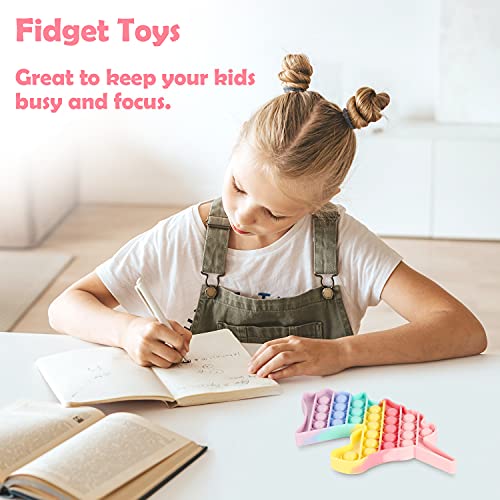 Hiunicorn Rainbow Fidget Toy With Pop Sound, Unicorn Push Bubble Poppers Games Toy Educational School Crafts Gift For Kids, Autism Stress Sensory Toy Reliever(1 Pack Rainbow Unicorn) (Macaron) #TOP2