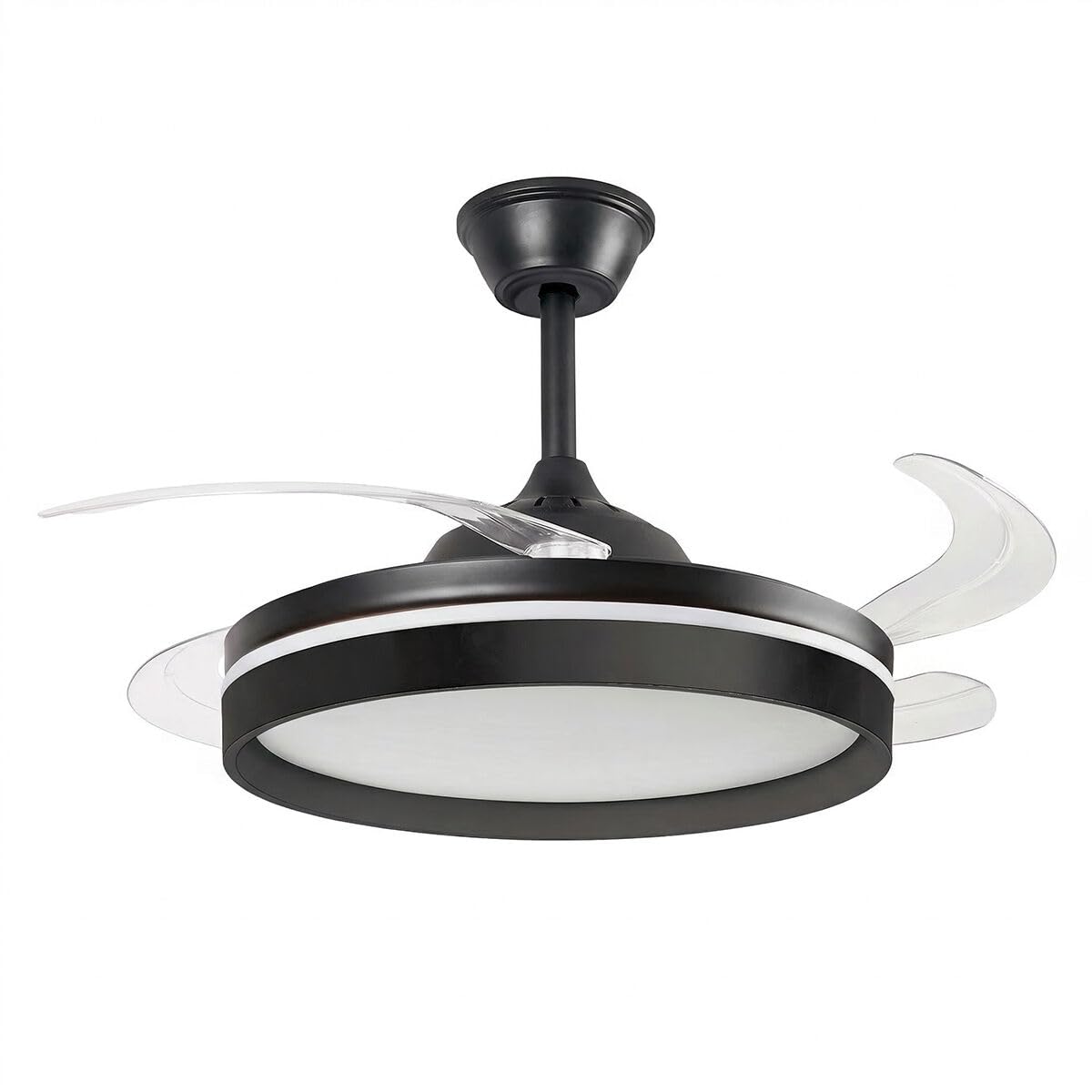 InnovaGoods - Ventilador de Techo con Luz LED, 4 Aspas Retráctiles, Mando a Distancia, 6 Velocidades, 3 Modos de Luz, Función Verano-Invierno, Temporizador, Motor DC, Silencioso, 33 dB, 72 W