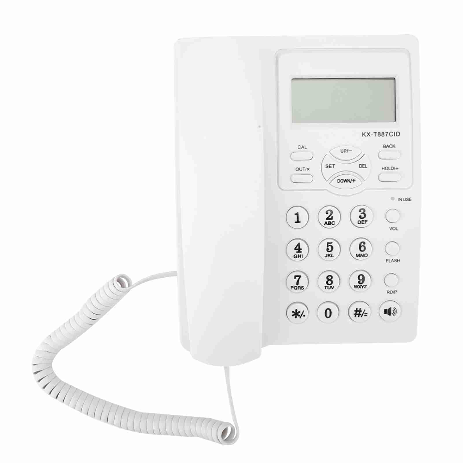 Telefono a Cavo con Segreteria Telefonica, Telefono Audio con Listener di Altoparlanti Allarme 3 Gruppi per Case per Uffici (WHITE)