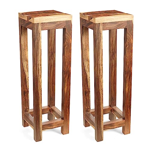 Image of Classic Solid Wood Saddle-Seat Kitchen Counter Stool Set of one| Dark Teak Wood Polish | Bar Stool | Bar Chair | Haigh Stool (Design-2)