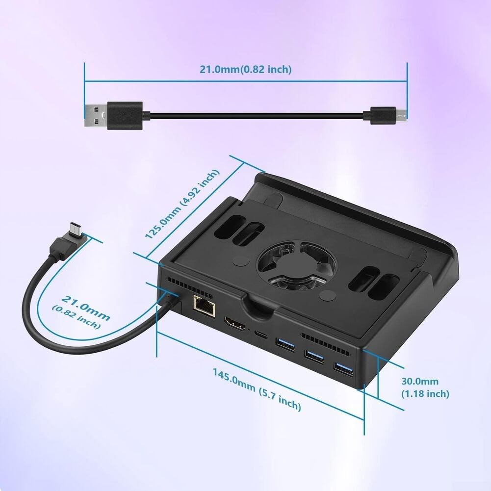 Estación de acoplamiento para Nintendo Switch, altura ajustable con USB 3 0 y ventilador de refrigeración para jugadores