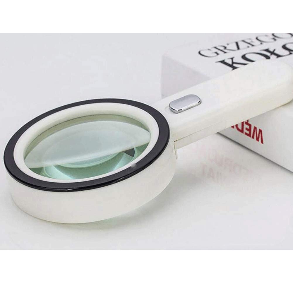 Lente d'Ingrandimento con luci - Ideale per Leggere, Riparare Gioielli e Orologi - Impugnatura ergonomica per Una Presa Comoda - Leggera