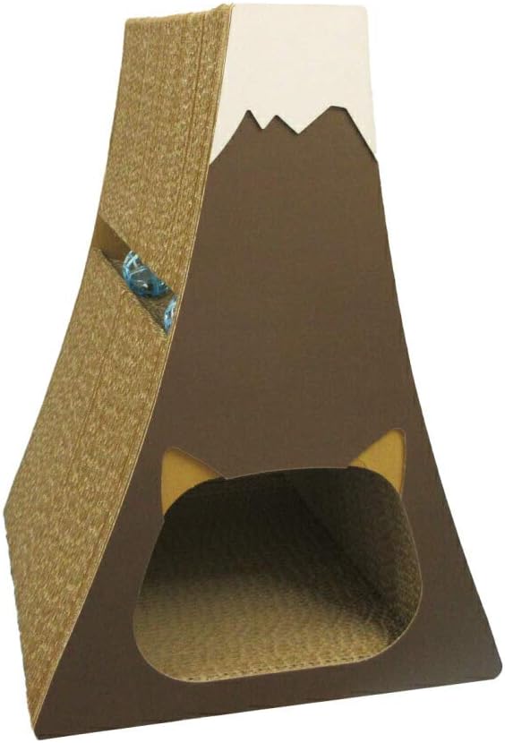 くらふと工房クレアル 猫の爪とぎ ミニ富士にゃん （鈴入プラボール４ケ付） こげ茶