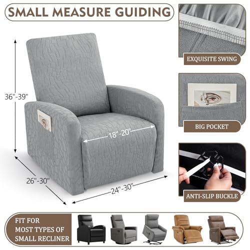 Image of ZNSAYOTX 100% Waterproof Recliner Chair Covers, 3-Piece Stretch Fit Recliner Slipcovers with Buckle & Elastic Band for Lazy Boy, Stay in Place, Soft Plaid Jacquard Protector (Small, Light Grey)