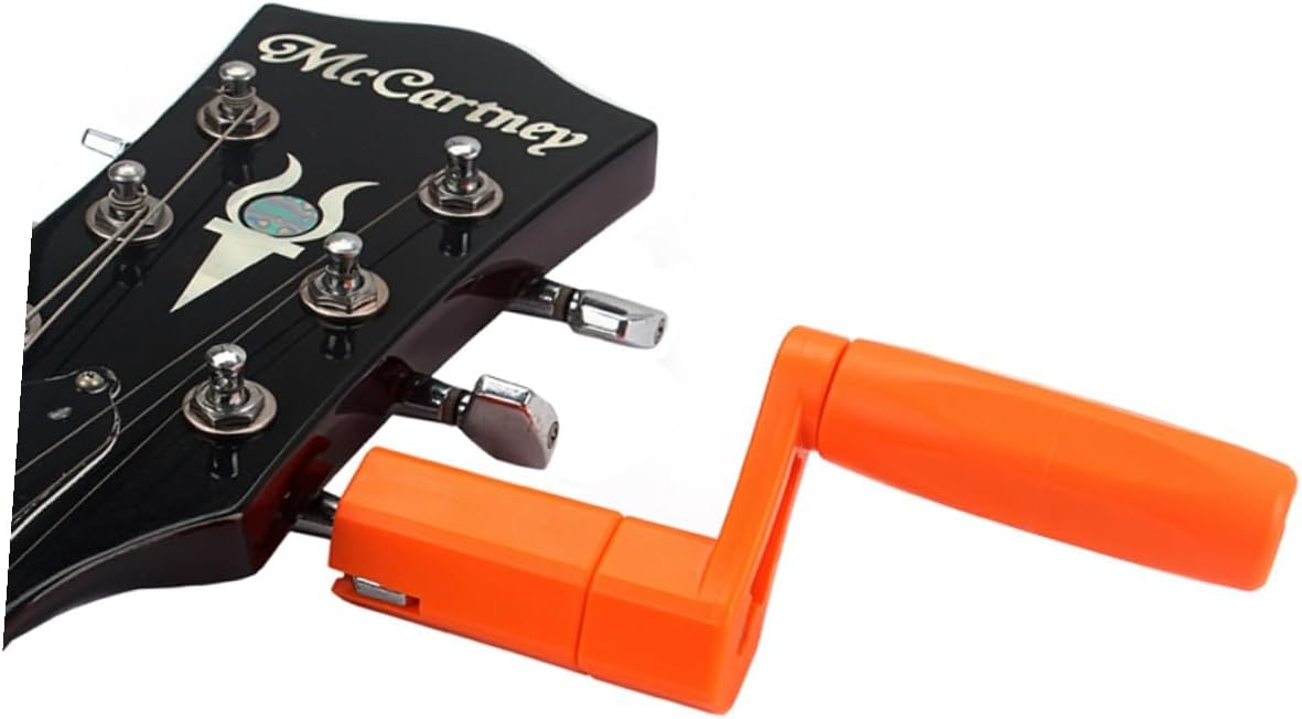Multifunctional Orange Guitar String Winder with Hexagonal Drill Bit Adapter and Bridge Pin Puller for Acoustic Electric Bass Mandolin Banjo Dobro and Ukulele String Instruments