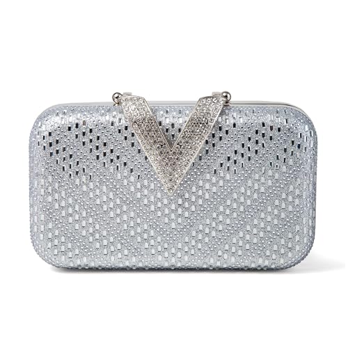 Image of Rhinestone Crystal Clutch Purse Sparkly Evening Bag with Chain