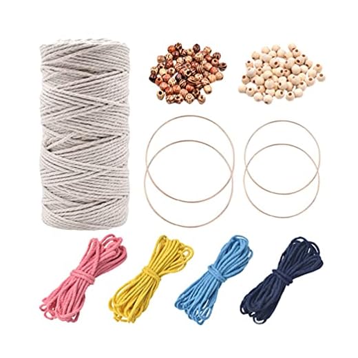 EXCEART 109Pcs DIY Drömfångare Kit Med Pärlor Macrame Ring Kransarpåverka Ram Gör Din Egen Drömfångare För DI Y Crafts Dream Catcher Wind Chime Supplie