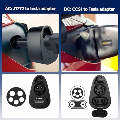 2In1 CCS & J1772 to Tesla Adapter, 80A/250KW Super Fast CCS1 to Tesla Charging Adapter, Fit for Tesla Model Y, 3, S, X, Compatible with Level 1 2 3 Charging Stations with CCS1& J1772 Plug