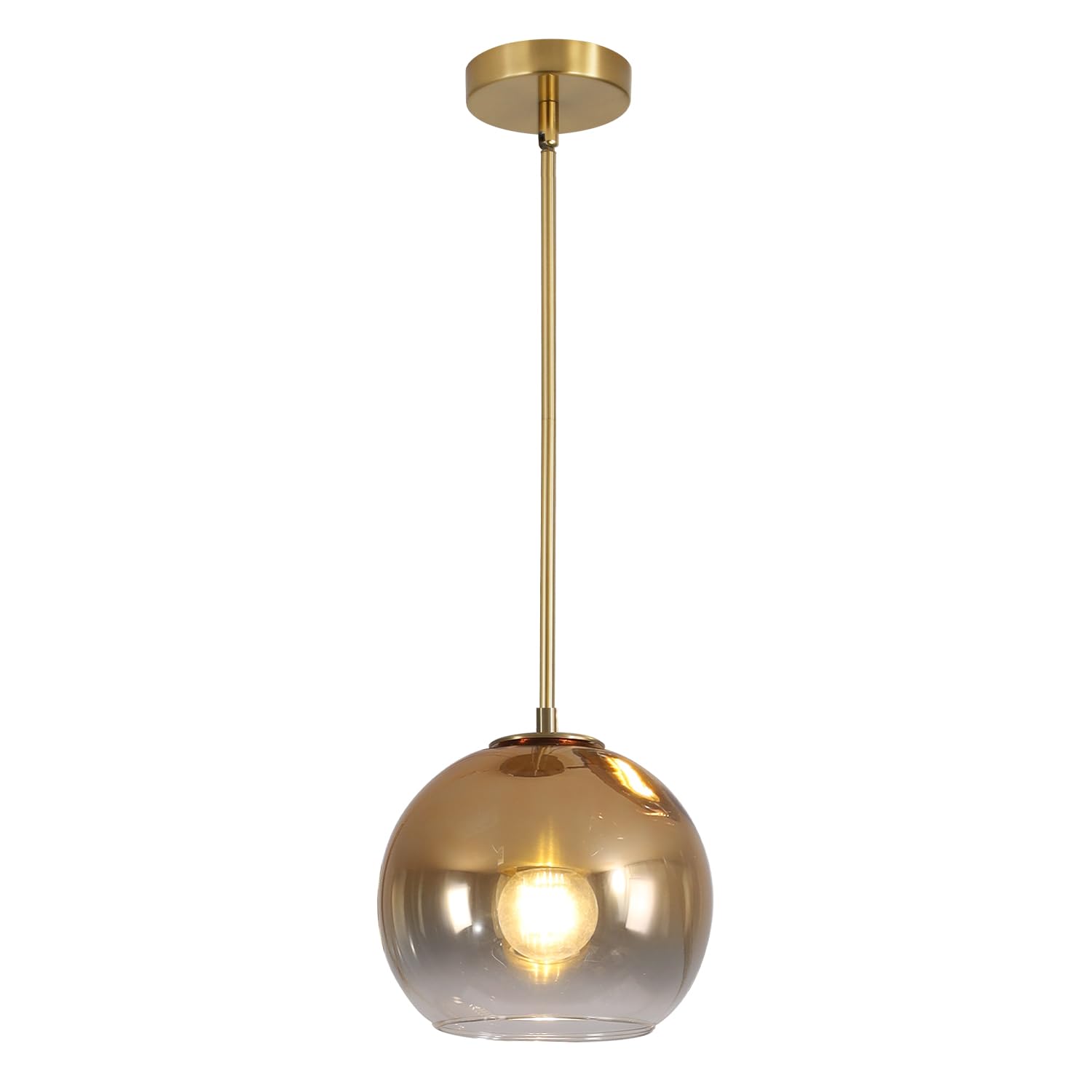 KCO Lighting 20cm Gradient Gold Glass Dining Table Pendant Light Fitting, Sphere Glass Pendant Light with Adjustable Hanging Rods for Kitchen Island