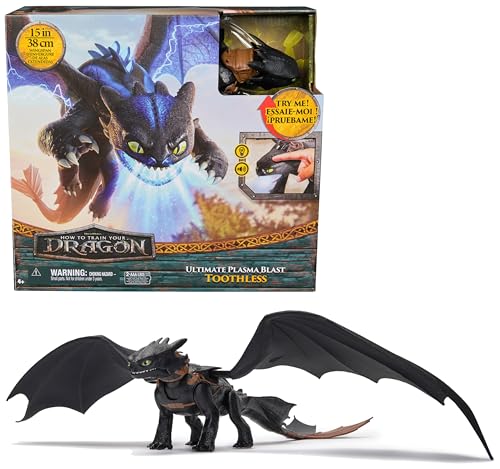 Dreamworks Dragons - Figurine Dragon Krokmou Plasma Blast 38 Cm - Figurine Articulée Interactive Krokmou - Cadeau Enfant - Jouet Enfant 4 Ans Et + Inspiré Du Film How To Train Your Dragon