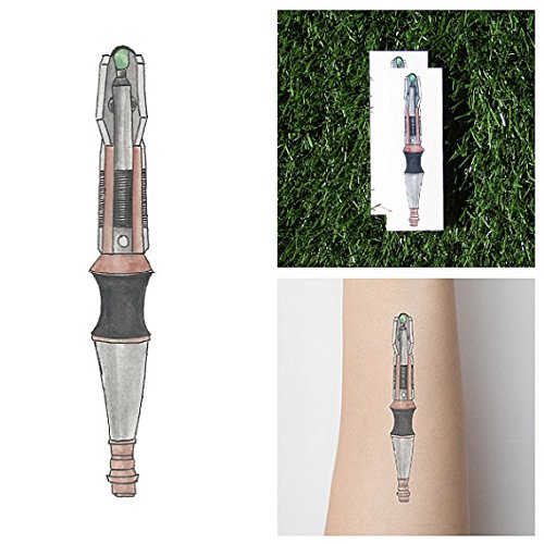 Tattify Sonic Screwdriver Temporary Tattoo - Geronimo (Set of 2) - Other Styles Available - Fashionable Temporary Tattoos