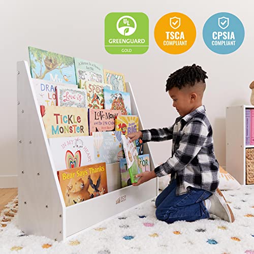 Image of ECR4Kids Streamline Double-Sided Book Display, Classroom Bookshelf, White Wash