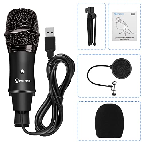 Eivotor Condenser Microphone, Vocal Optimization, Usb Plug & Play Recording Microphone With Anti Slip Mic Stand Dual-Layer Pop Filter Computer Microphone For Gaming Podcasting Live Streaming Youtube #TOP7
