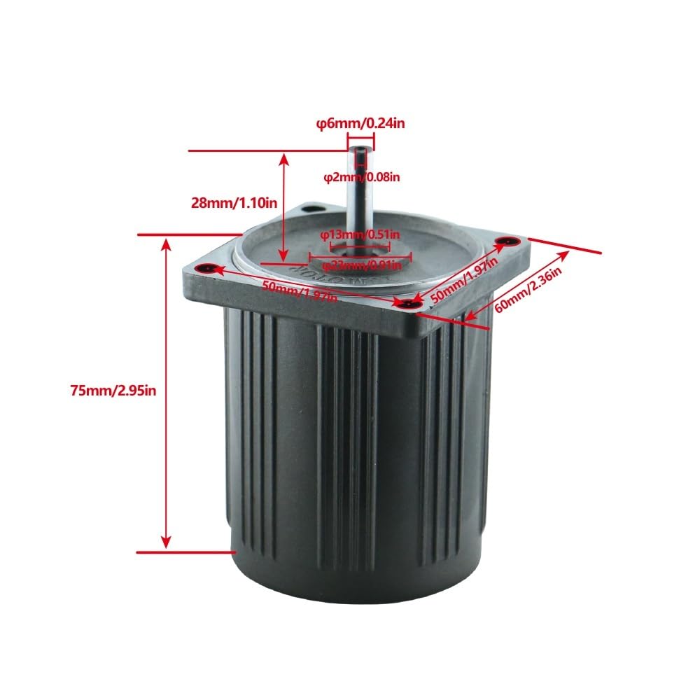 Micromotor de CA de 6 W, 110 V, 220 V, monofásico, asíncrono, con Engranajes, Eje de 8 mm, 5 RPM-1400 RPM, máx. 3 NM, for Embalaje.(220v,78 RPM)