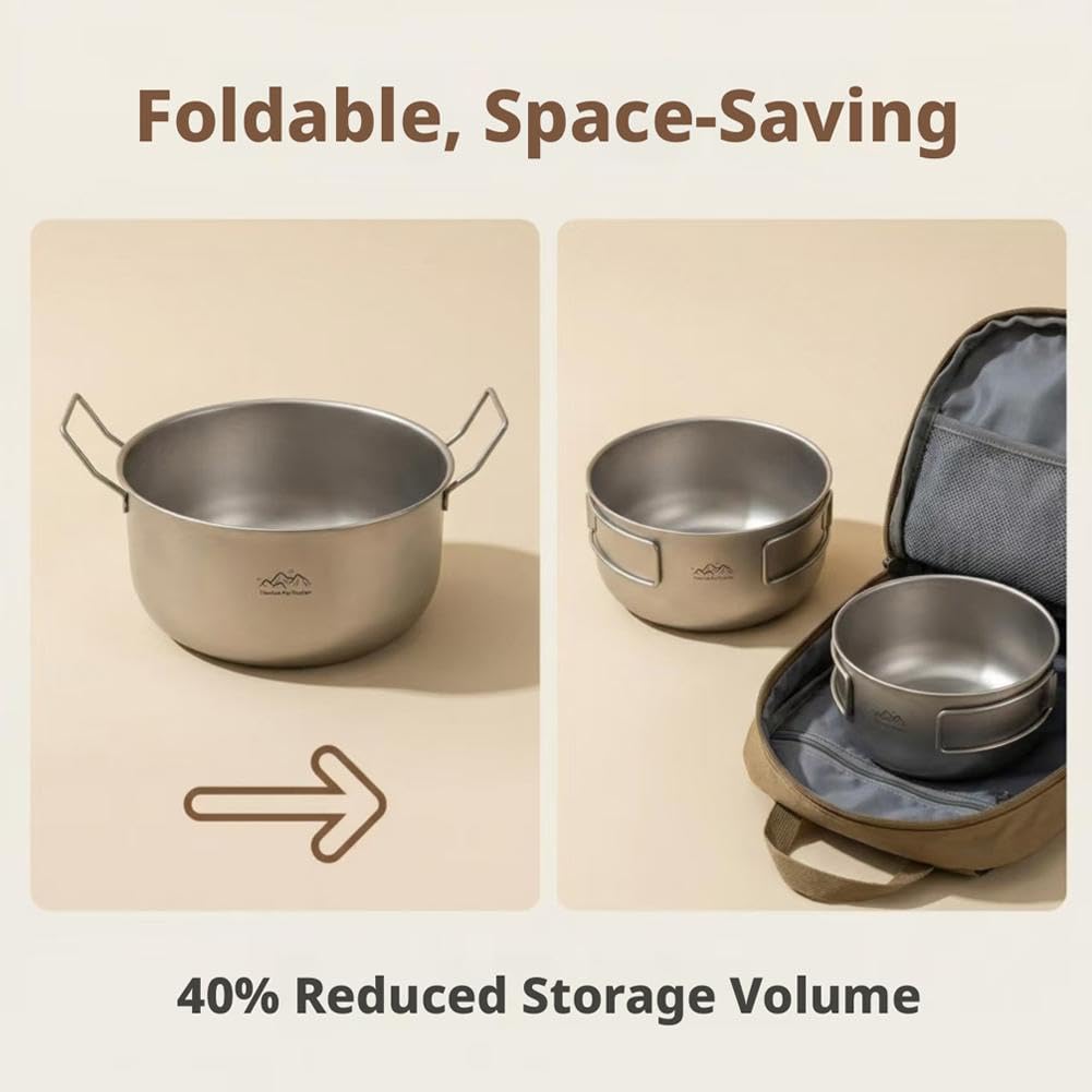 Outdoor Camping Titan Topf 2-3L Suppentopf für Outdoor Kochen 304 Edelstahl Körper Backpacking Kochgeschirr zum Wandern
