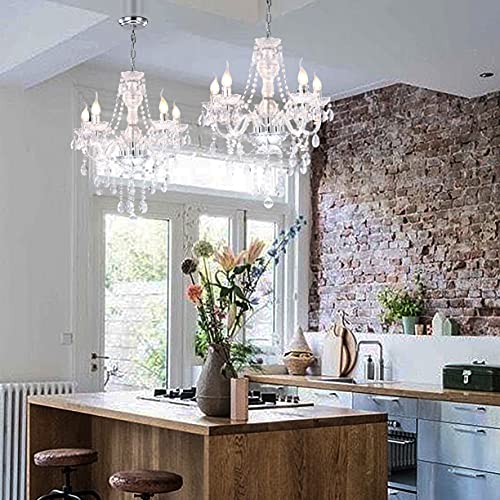 Mo&Ok Modern Crystal Chandelier For Bedroom 5-Lights Pendant Light Fixtures Ceiling Hanging Acrylic Mini Farmhouse Chandeliers Lighting For Dining Room Living Room Kitchen Island Nursery #TOP4