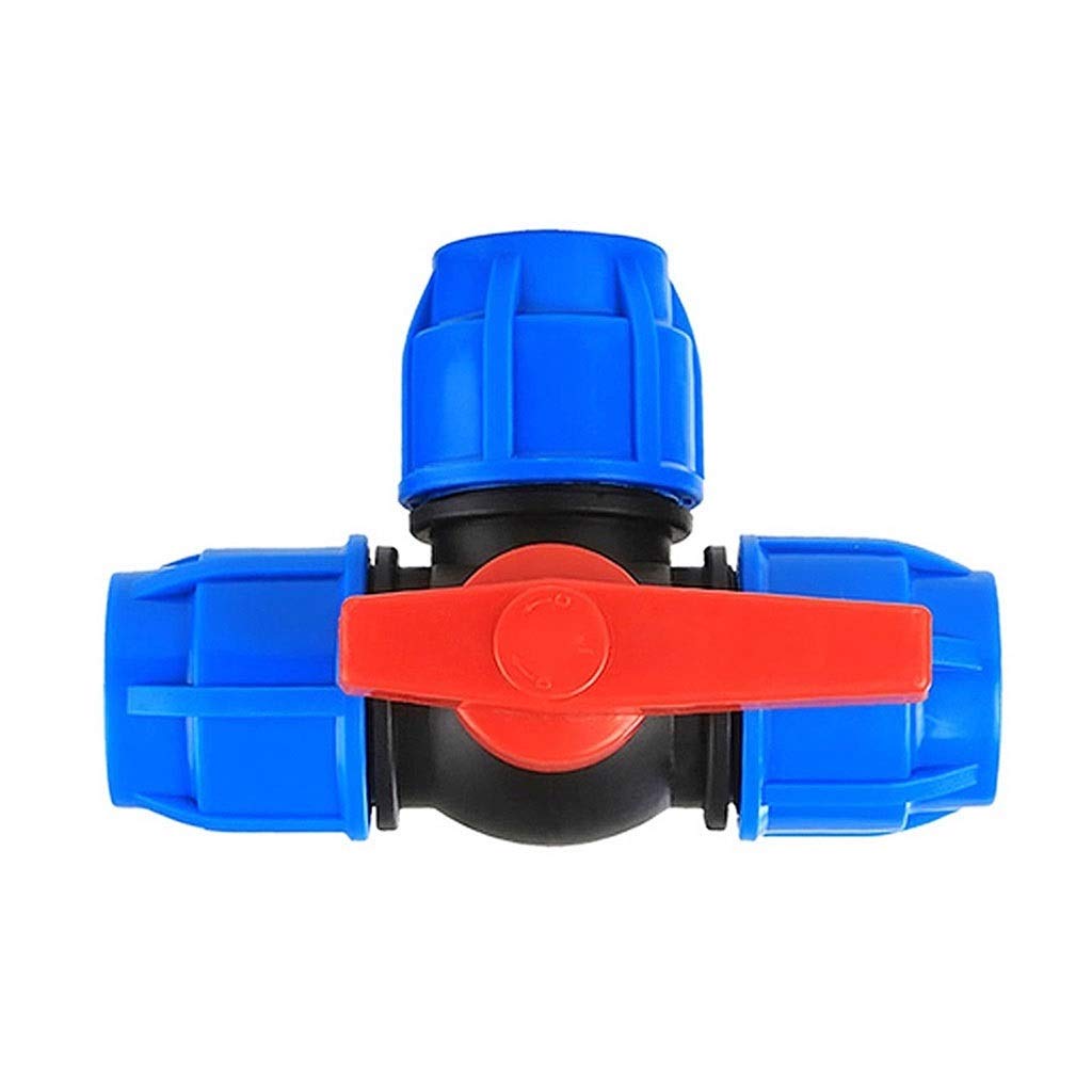 T-Shaped Three-Way Reusableplastic Ball Valve - PE Quick Connect Pipe Connector,1pcs(Blue,40mm)