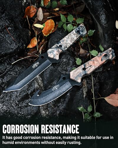 Mossy Oak MO16002A Fixed Blade Hunting Knife Set - 2 Piece, Full Tang Handle Straight Edge And Gut Hook Blades Game Processing Knife thumb #3
